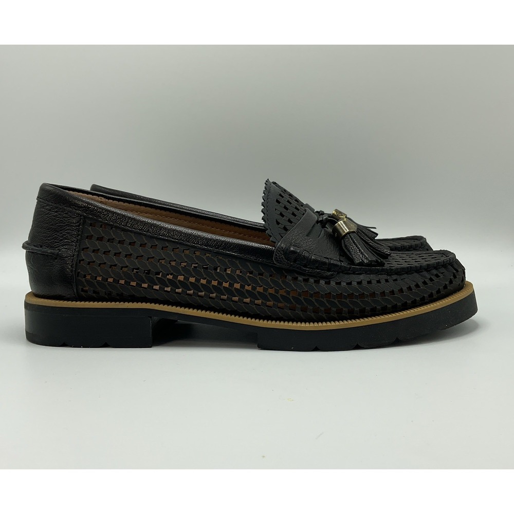 Donald J Pliner Women's Lenny Woven Tassel Loafers Flats Black 7.5 Preppy